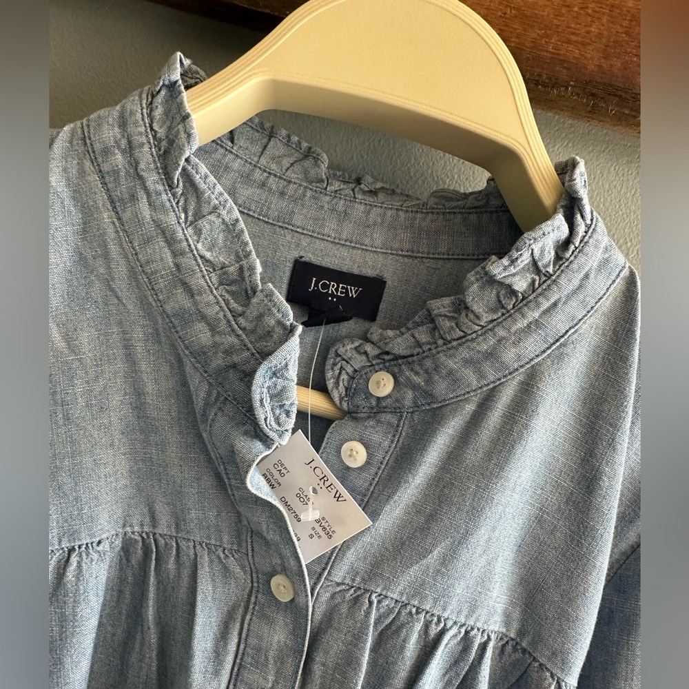 J.Crew Denim Ruffle Blouse - Picture 7 of 10